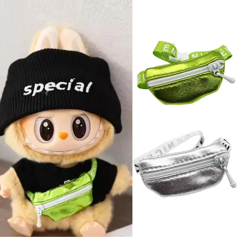 17cm Labubu V1/V2 Crossbody Bag for BJD Dolls – Cute 1/6, 1/8, 1/12 Doll Accessories & Waist Belt Bag Gift