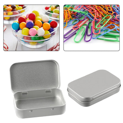 6PCS Mini Metal Storage Boxes — Tin-Plated Slide Cover for Jewelry, Pills, Cosmetics, and Portable Organizer
