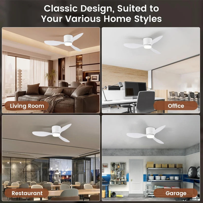 LED Ceiling Mounted Fan Light - Nordic Style Decorative Ceiling Fan for Living Room, Restaurant, and Minimalist Household Use