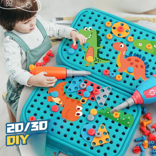 211PCS Kids Pretend Tool Kit - DIY Repair Toolbox with Toy Screwdriver & Educational Montessori Learning Games