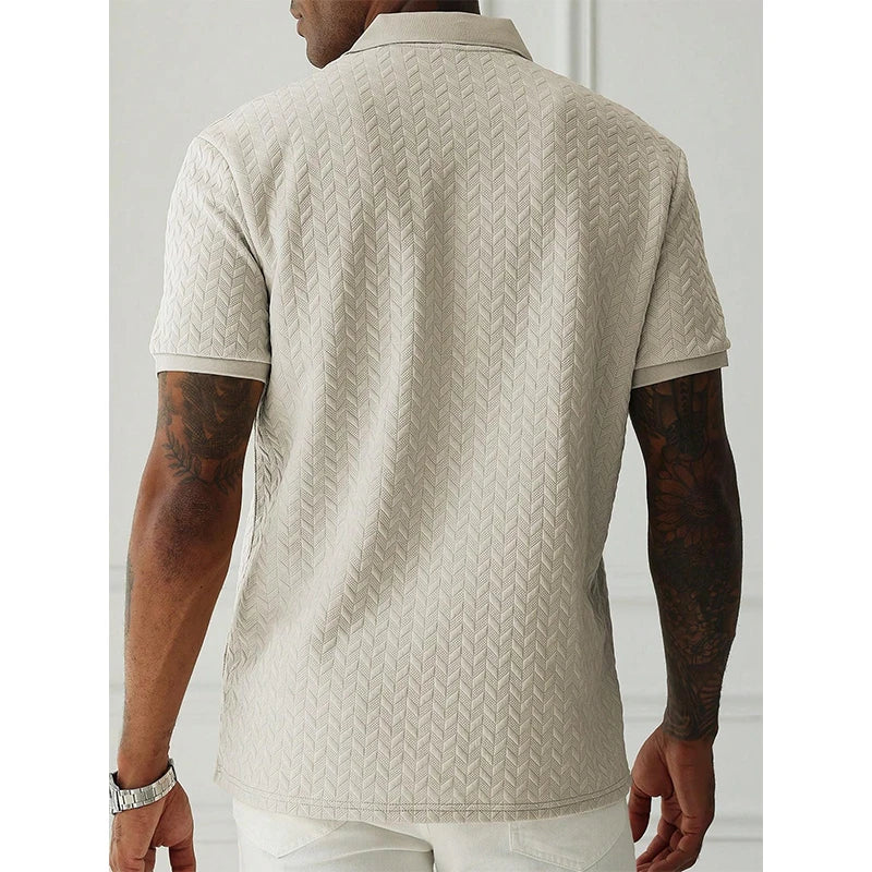 Men's Solid Color Polo Shirt - Summer Short Sleeve Breathable Streetwear Casual Top