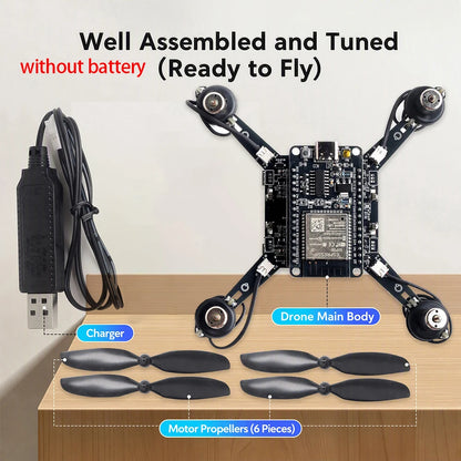 ESP32-S3 Mini Drone Kit - Open-Source DIY Quadcopter with Pre-Tuned PID Flight Controller for Embedded Programming