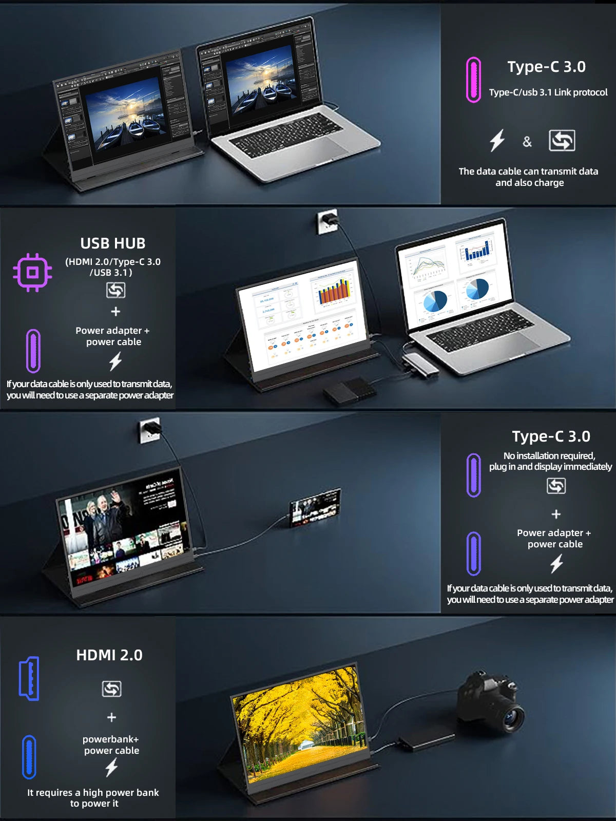 ZSUS 14-Inch 2K Portable Monitor - 2160×1440 60Hz Display for Laptop, PS5, Xbox, Switch & PC