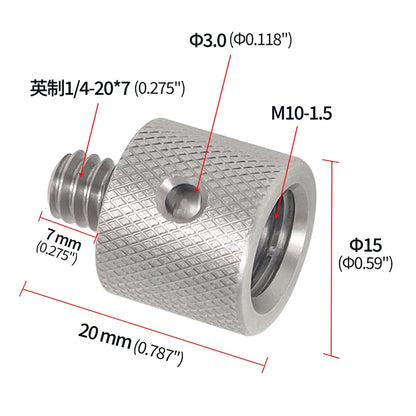 Reinforced Camera Screw Adapter - 1/4 to 3/8 Inch Male Female Thread Converter for Tripod Monopod Ball Head Light Bike Mount