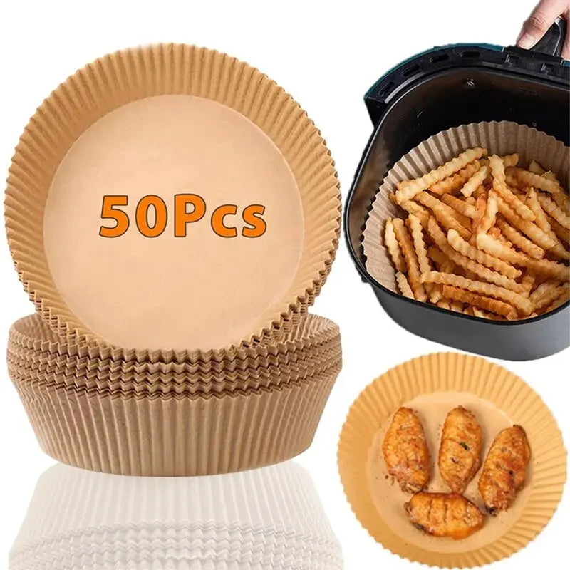 50/100PCS Disposable Air Fryer Paper Liners Non-Stick Round Baking Parchment for Kitchen Cooking