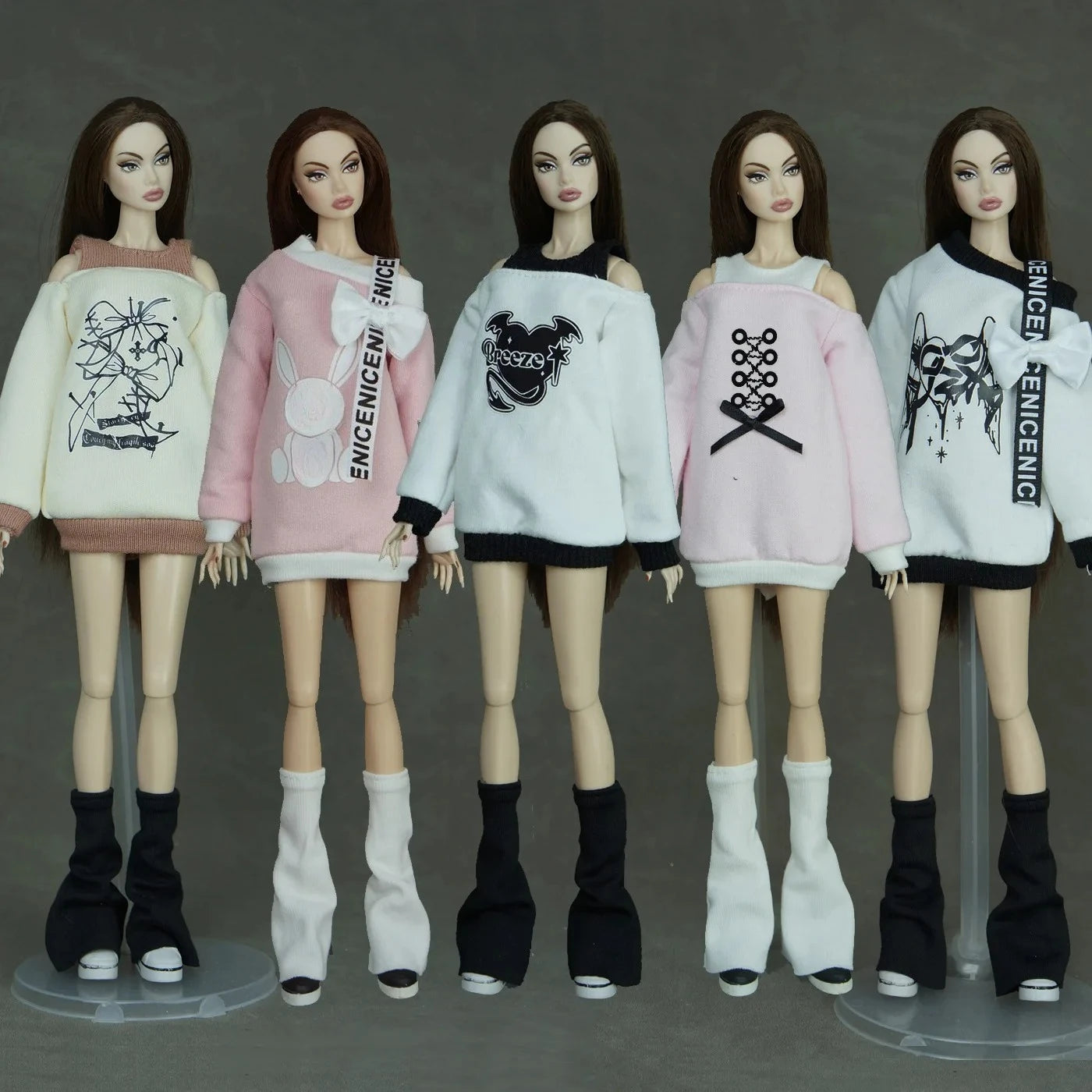 30cm Doll Clothes Set – Long Sleeve Shirt & Foot Covers for 1/6 OB/ST/FR/BB Dolls