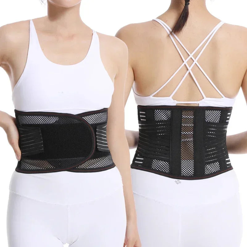 Lumbar Support Waist Belt with Steel Plate – Intervertebral Disc Support for Muscle Strain, Mesh Fixation Belt