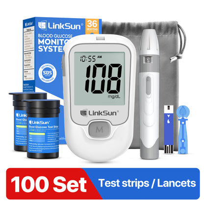 LinkSun G-425-1 Blood Glucose Meter Kit - Digital Diabetes Tester with 50 or 100 Test Strips and Lancets