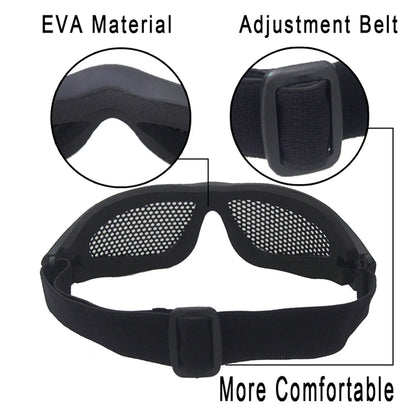 Outdoor Eye Protection Tactical Glasses - Comfortable Airsoft Safety Goggles with Anti-Fog Metal Mesh/PC Lens for Paintball and Hunting