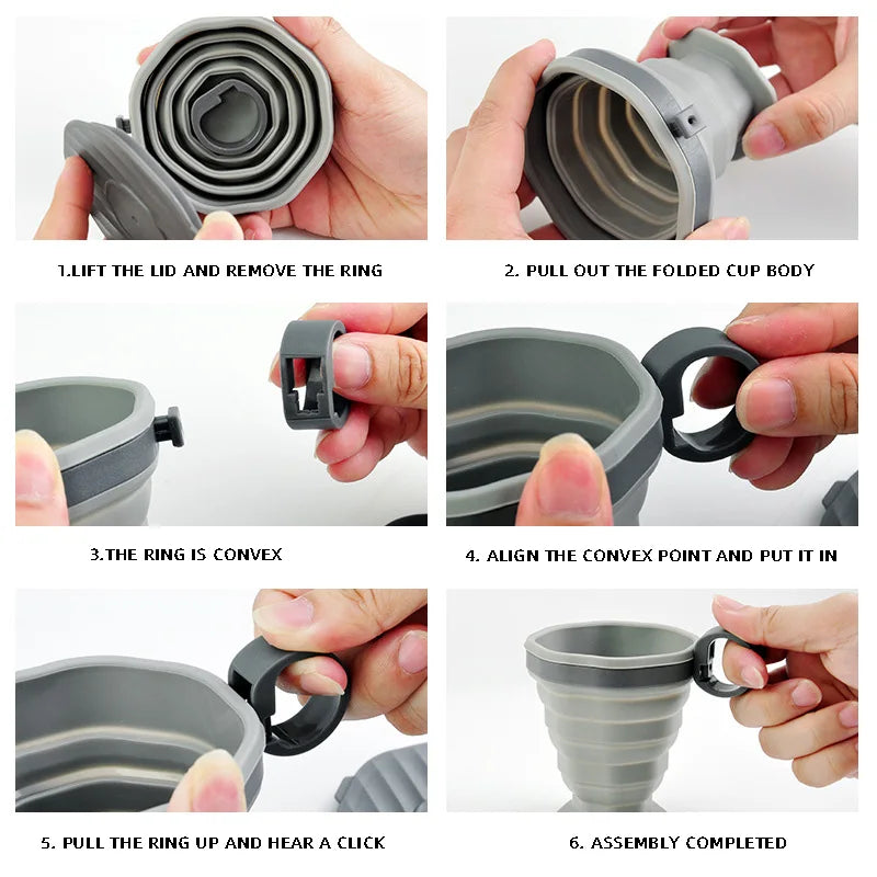 Portable Folding Coffee Cup with Lid - Travel Water Cup, Compact Outdoor Carrying and Mouthwash Cup