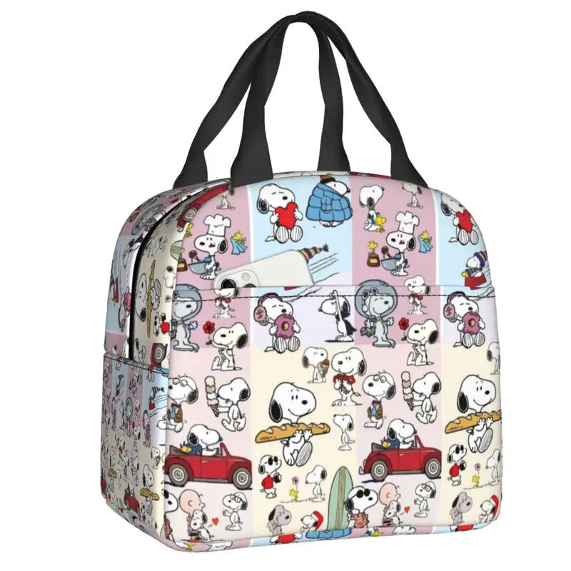 Custom Cute Snoopy Cartoon Insulated Lunch Tote Bag – Portable Thermal Cooler for Women, Work, School & Travel