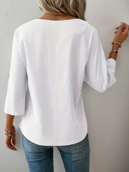 Plus Size Women's Summer Shirt - Breathable Loose-Fit Crew Neck Half-Sleeve Casual Blouse