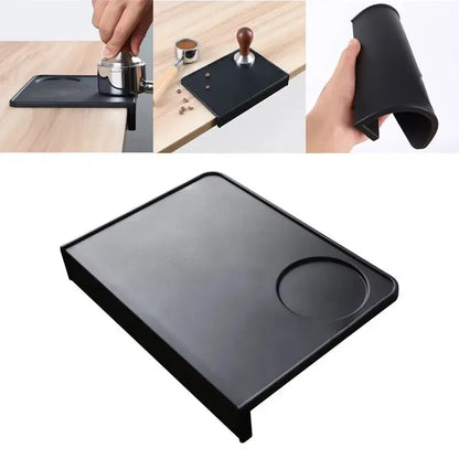 Anti-Skid Coffee Tamper Mat – Food-Grade Silicone Pad, Thickened Black Espresso Tamping Mat for Office, Bar & Café