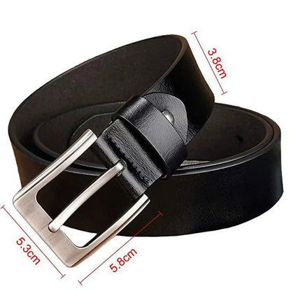 CEXIKA 2024 Men’s Genuine Leather Belt – Luxury Designer Waist Belt (140-170cm, High Quality Split Leather)
