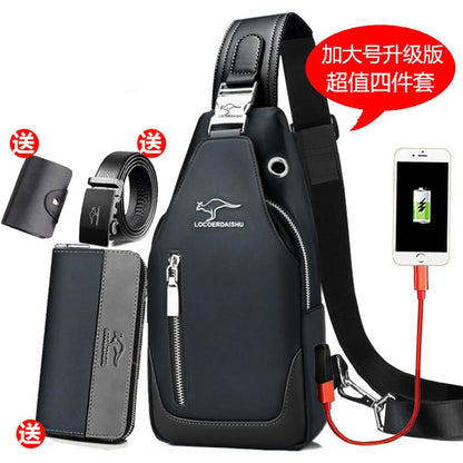 Men's Waterproof Oxford Chest Bag – Korean Style Casual Sport Crossbody Shoulder Messenger Bag