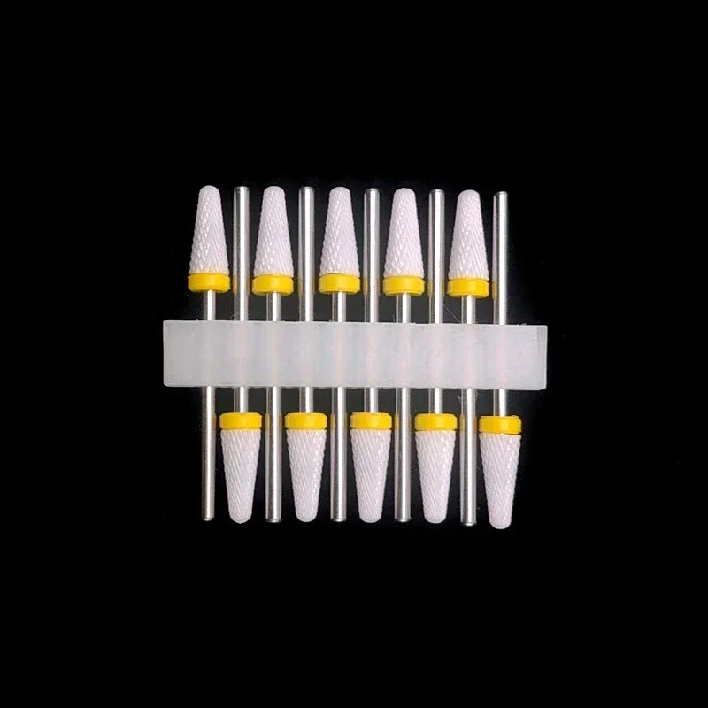 10PCS Ceramic Nail Drill Bits - Rotary Milling Cutters for Gel Polish Removal & Nail Grinding Machine Accessories