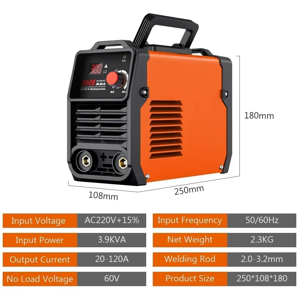 Portable MMA 300 Electric Welding Machine – 220V Adjustable Current Compact ARC Welder for Metal Work