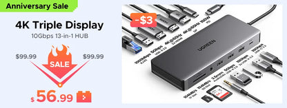UGREEN 4-in-1 USB 3.0/USB-C Card Reader – SD, Micro SD, TF, CF, MS OTG Adapter for Laptop & PC
