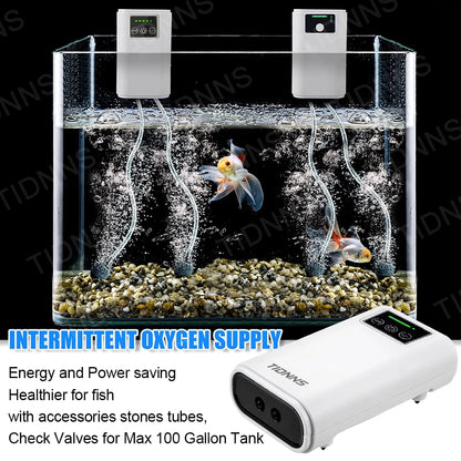 Aquarium Fish Tank Oxygen Pump – Dual-Purpose USB Rechargeable Air Pump with 6000mAh Lithium Battery, Portable & Mute