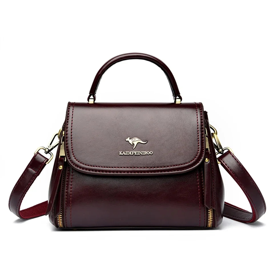 Women’s Soft Leather Top-Handle Bag – Luxury Shoulder Messenger Handbag & High-Quality Purse