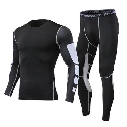 Men's Running Tracksuit Set - Compression Fitness Sportswear With Leggings, Gym Tights & Training Sweatpants