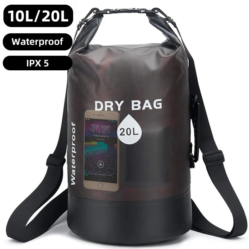 Waterproof Dry Bag - 10L/20L Storage Pack for Swimming, Trekking, Rafting, Kayaking & Boating