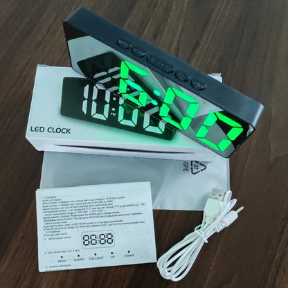 Noiseless LED Mirror Alarm Clock — Large Digital Display Silent Electronic Clock