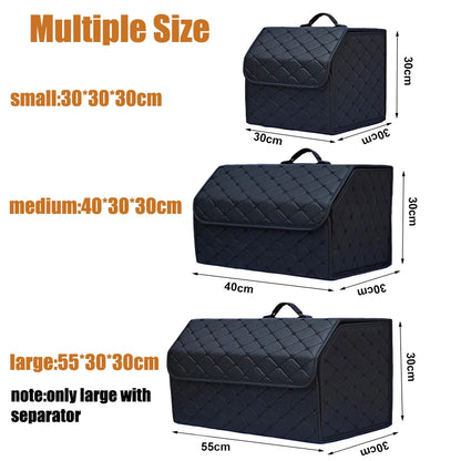 Car Trunk Organizer Box – Large Capacity Leather Storage Bag for Auto Tools, Stowing, Tidying, and Emergency Use, Folding