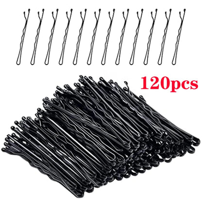 60/120pcs Black Hairpins for Women - Invisible Bobby Pins, Curly Wave Hair Clips, Bride & Lady Hairgrips
