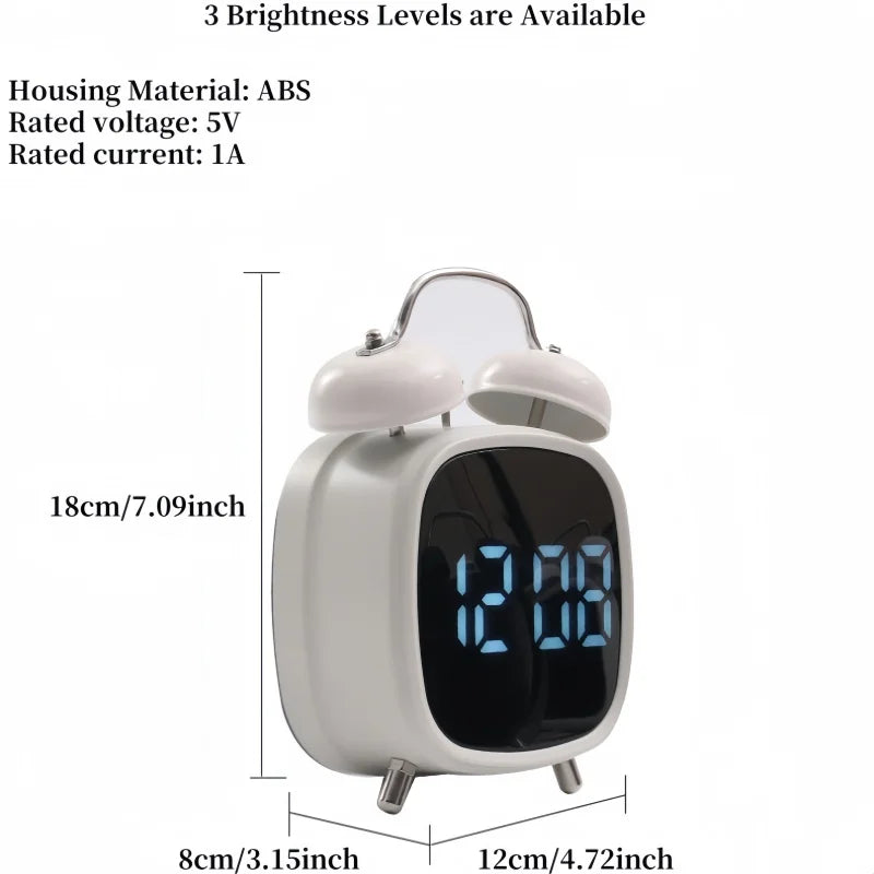 LED Digital Alarm Clock – Voice Control, Date & Temperature Display, Adjustable Brightness & Snooze, 12/24H Table Clock