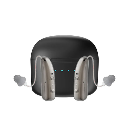 Rechargeable Digital BTE Hearing Aid - Adjustable Volume Portable Hearing Amplifier for Seniors & Adults