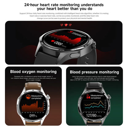 2025 GPS NFC Smartwatch for Men – 360x360 AMOLED HD Screen, Bluetooth Call, Waterproof, Compatible with Huawei Watch 5 Pro