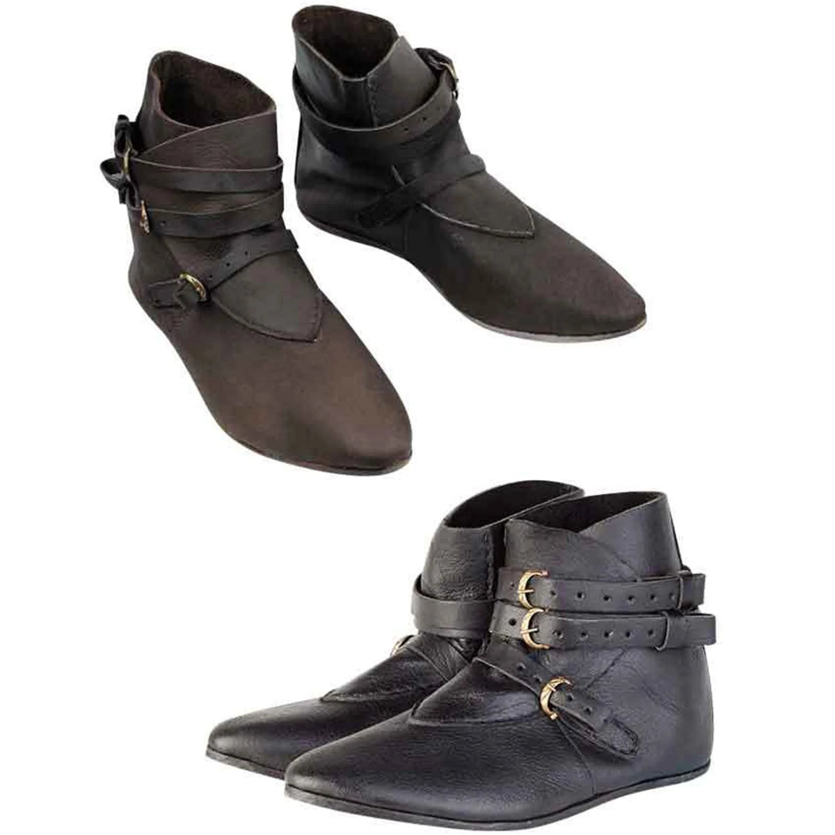 Retro Viking Pirate Leather Boots - Medieval Pointed Knight Cosplay Shoes for Men