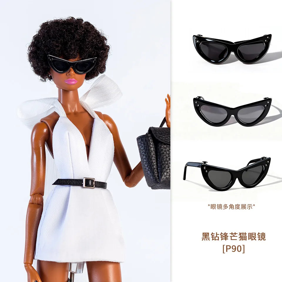 Personalized Fashion Accessories for 1/6 Doll – Futuristic Earring, Necklace & 30cm Supermodel Doll Glasses, Sweet & Cool Dress-Up Set