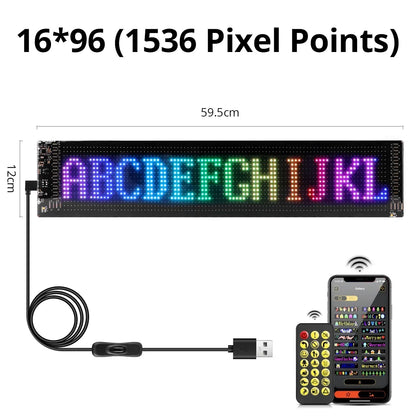Flexible RGB LED Pixel Matrix Display - Programmable Scrolling Sign for Car, Shop Advertising, Events & Festive Displays
