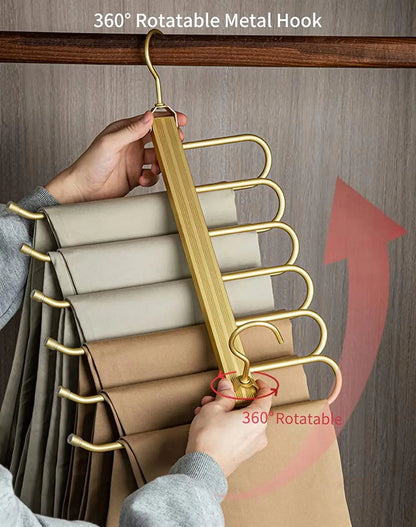 6-Layer Aluminum Pants Hanger – Space-Saving Heavy-Duty Organizer for Jeans, Skirts & Trousers