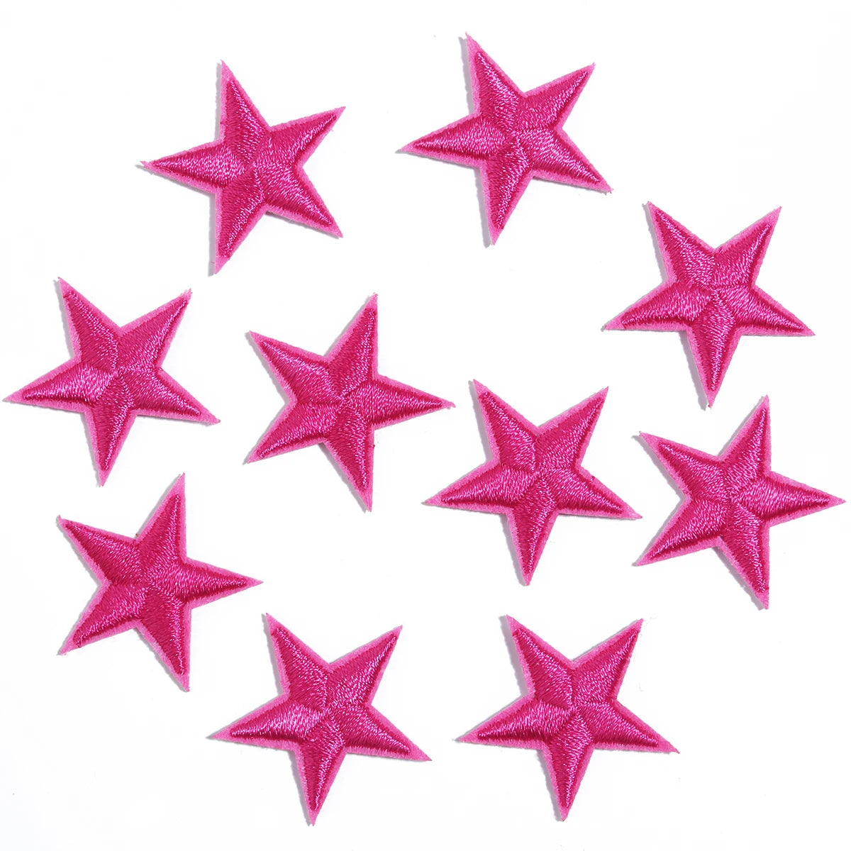10pcs Mini Star Iron-On Embroidery Patches – Small Pentagram Appliques for DIY Clothing, Black White Gold Fashion Decoration