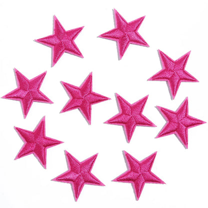 10pcs Mini Star Iron-On Embroidery Patches – Small Pentagram Appliques for DIY Clothing, Black White Gold Fashion Decoration