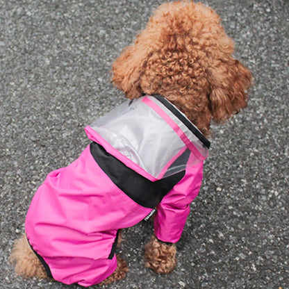 Waterproof Dog Raincoat – Dog Face Jumpsuit, Water-Resistant Jacket for Dogs, Pet Coat for All Weather