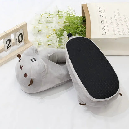 Pusheen Cat Plush Slippers - Cute Chubby Cat Indoor House Shoes, Warm Cozy Footwear for Halloween, Christmas, and Cosplay Gifts