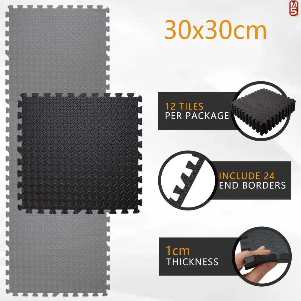 EVA Foam Massage Cushion Interlocking Gym Floor Mats – Non-Slip Puzzle Exercise Mat for Home Gym, Yoga & Acupressure Support