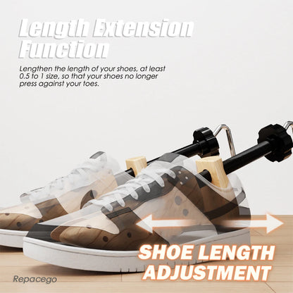 Repacego Wooden Shoe Trees – 1/2 Pc Adjustable Shoe Stretcher & Expander for Men, Women, Unisex, Length & Width Adjustment