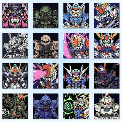 10/30/60-Piece Gundam Anime Sticker Set - Waterproof Graffiti Decals for Phones, Luggage, Helmets, Bikes, and DIY Stationery
