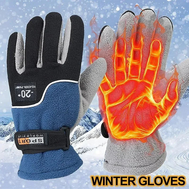 Winter Warm Gloves - Plush Thickened Five-Finger Skiing, Cycling & Motorcycle Gloves for Men