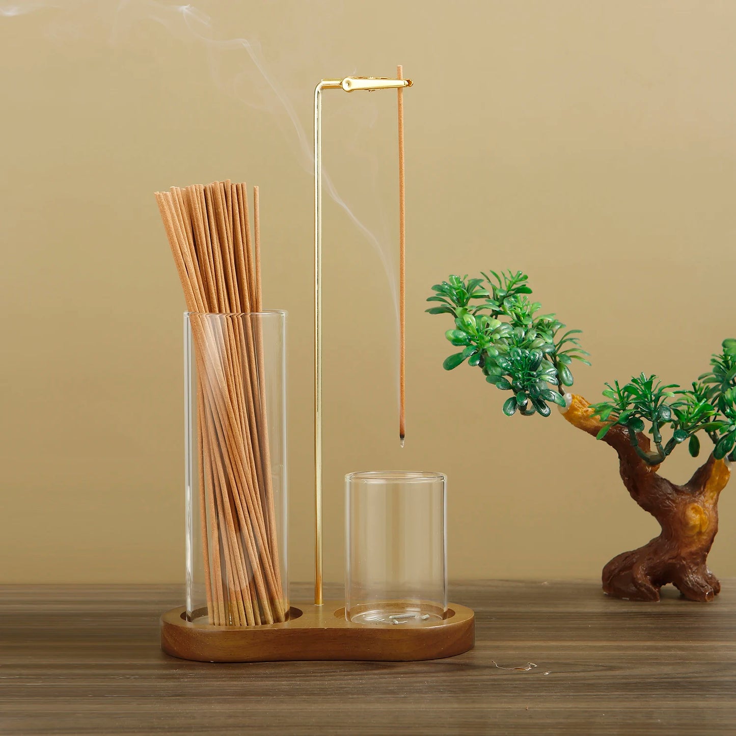 Incense Stick Holder with Ash Catcher — 2-in-1 Organizer and Anti-Flying Ash Burner