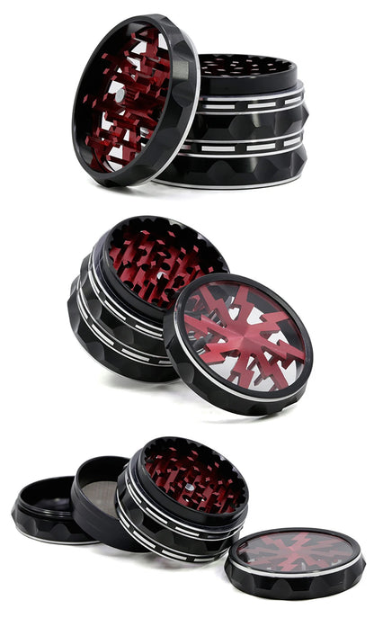 60mm 4-Part Aluminum Herb Grinder – Metal Spice Mill with Transparent Skylight for Tobacco & Smoking Accessories
