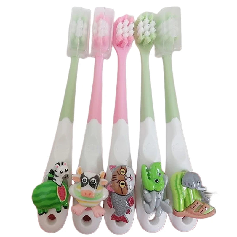 3PCS Italian Brainrot Tung Kids Toothbrushes — Soft Bristle Anime Cartoon Toothbrush for Children Ages 2-12