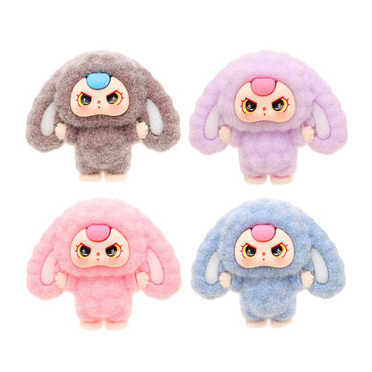 10PCS Cartoon Baby Three Flocking Blind Box – Cute DIY Doll Keychains & Desktop Decorations, Kids’ Small Ornaments Gift