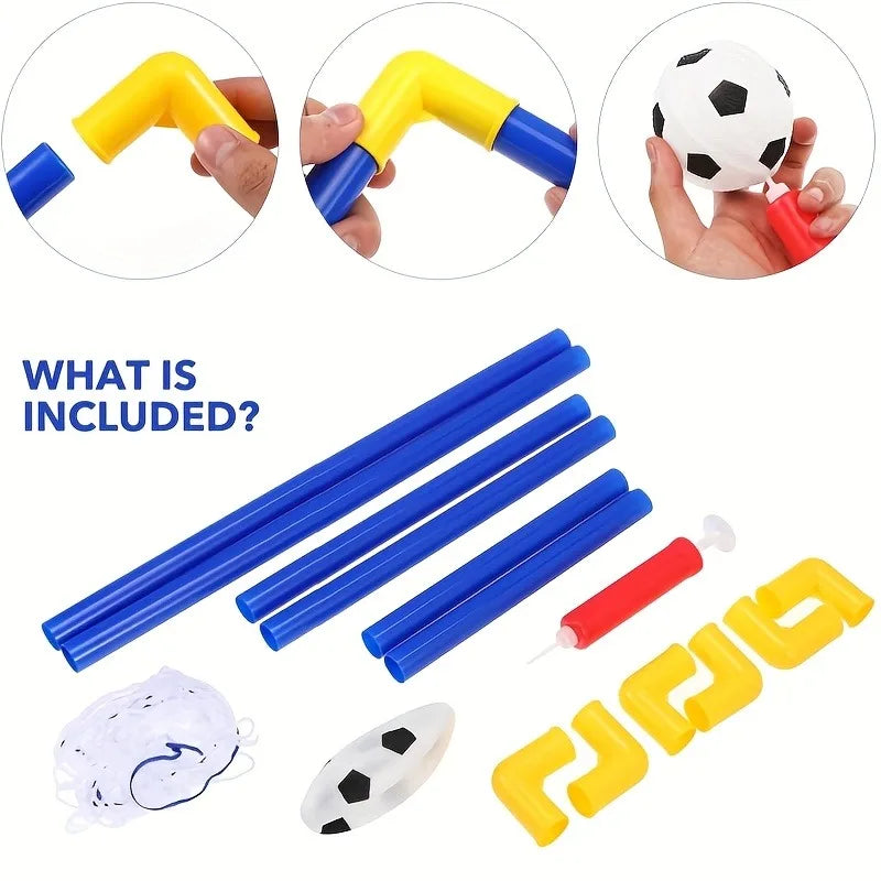 Portable Kids Soccer Goal Set - Indoor Outdoor Mini Football Net with Ball & Pump for Training and Beach Games