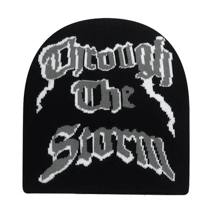 Y2K Letter Knitted Beanie Cap – Unisex Winter Autumn Warm Ski Skullcap, Hip Hop Streetwear Ear Cover Hat for Men & Women